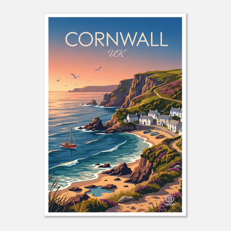 Cornwall travel art print
