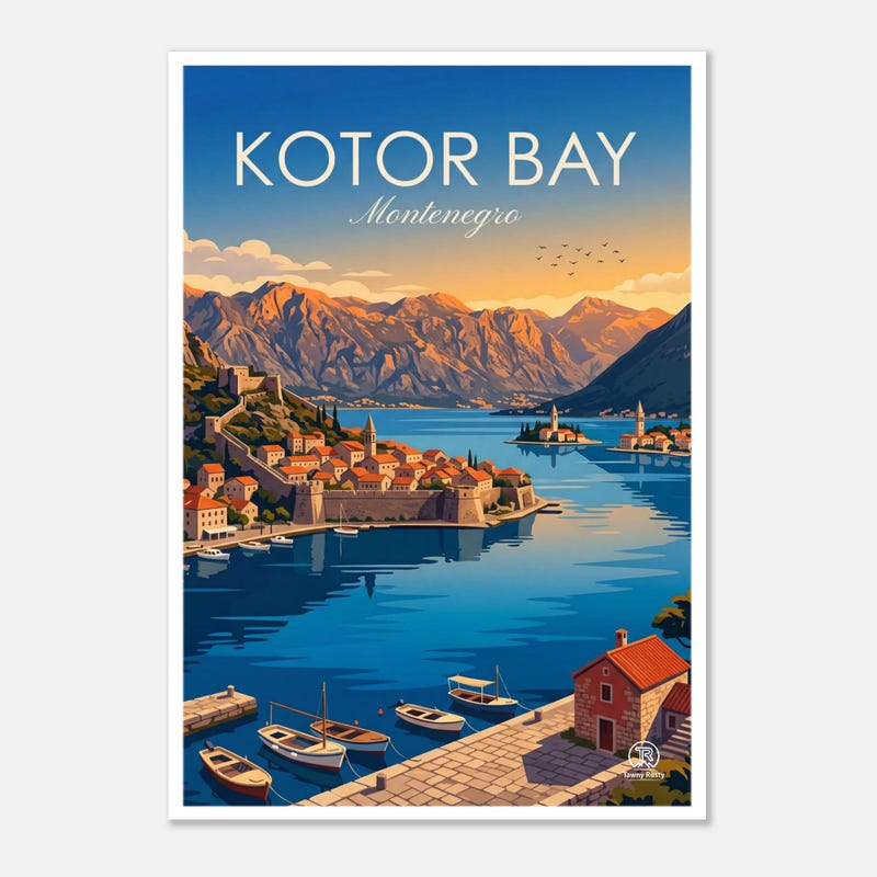 Kotor Bay travel art print