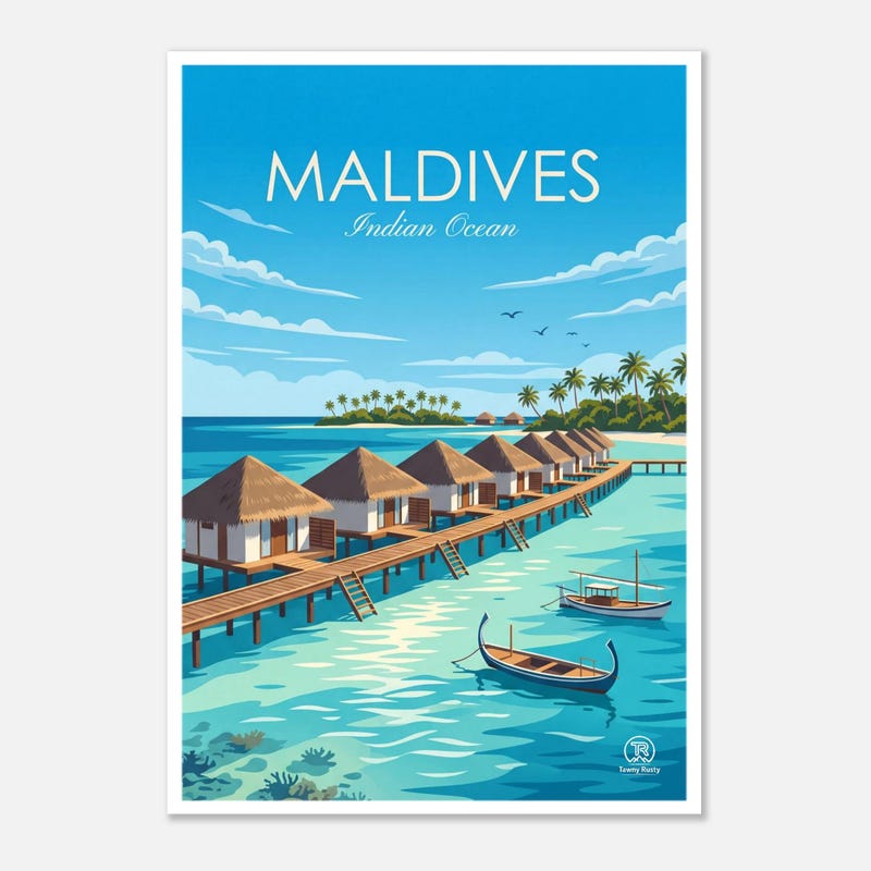 Maldives travel art print