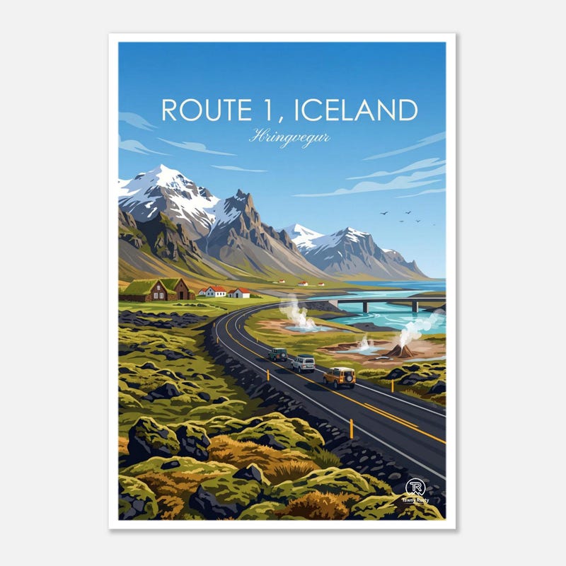 Iceland Route 1 travel art print