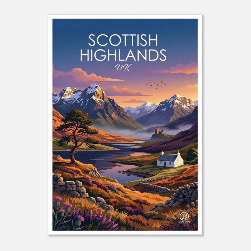 Scottish Highlands travel art print