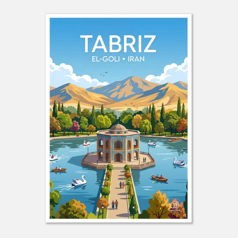 El Goli Tabriz travel art print
