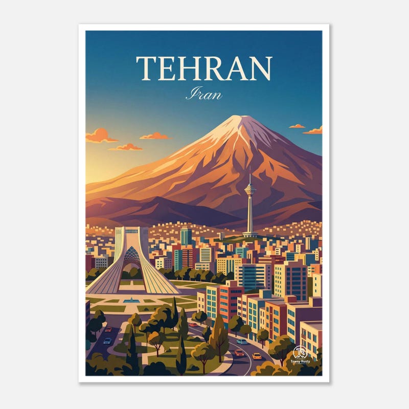 Tehran & Mount Damavand travel art print