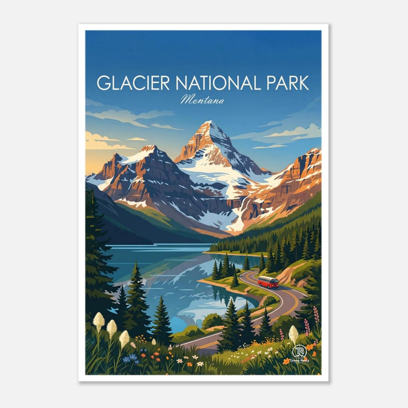 Glacier National Park travel art print